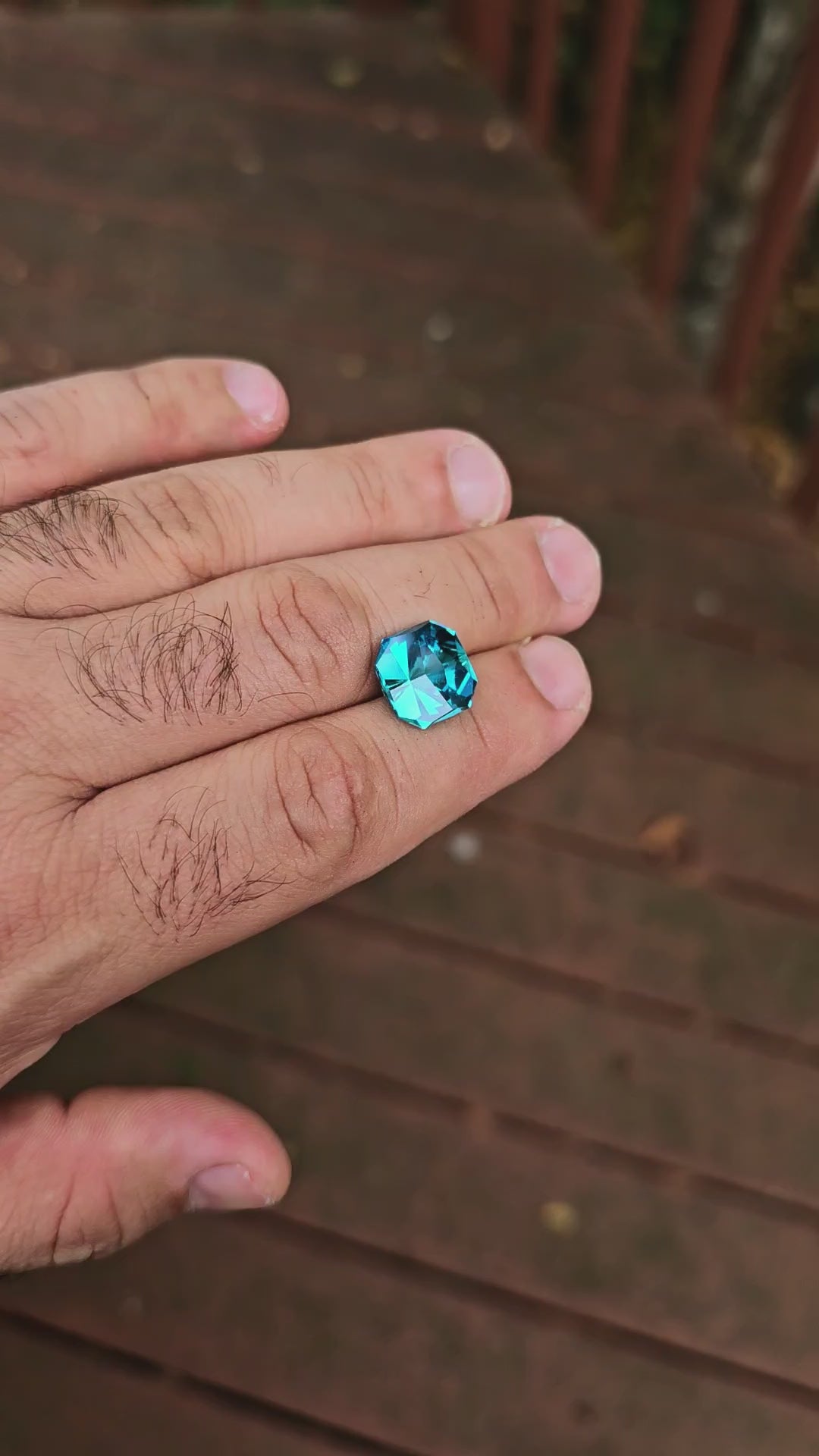 Cerulean Blue Lab Sapphire, Tessellation Cut, 10.95 Carats