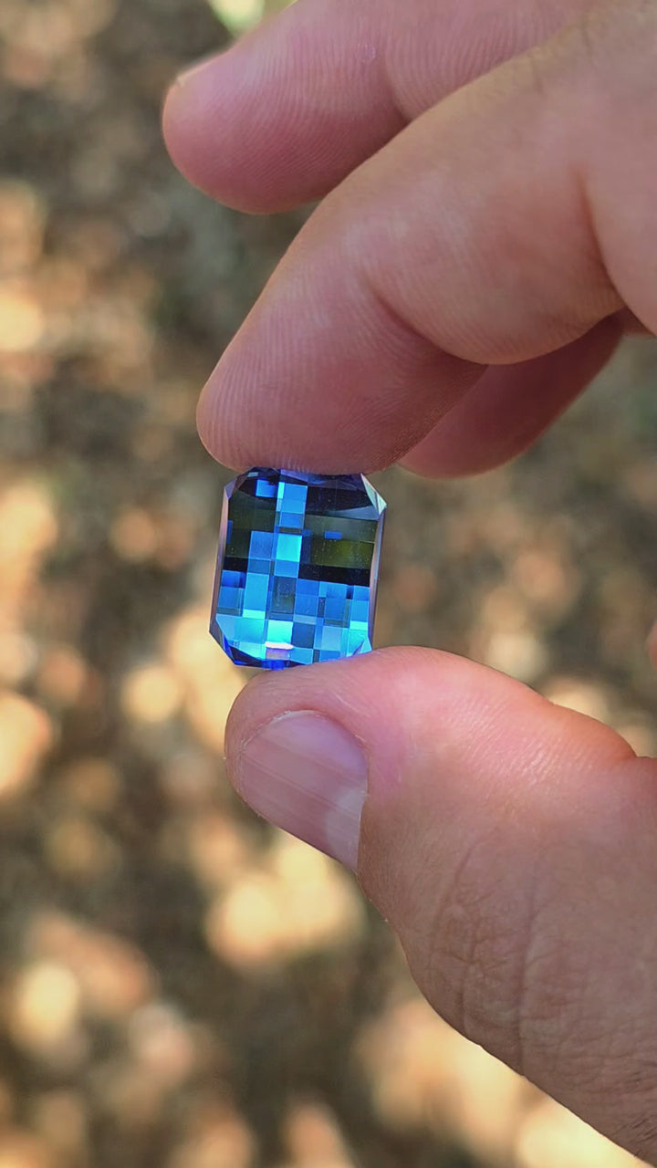 Cornflower Blue Lab Spinel, Pixel Rectangle Cut, 13.98 Carats