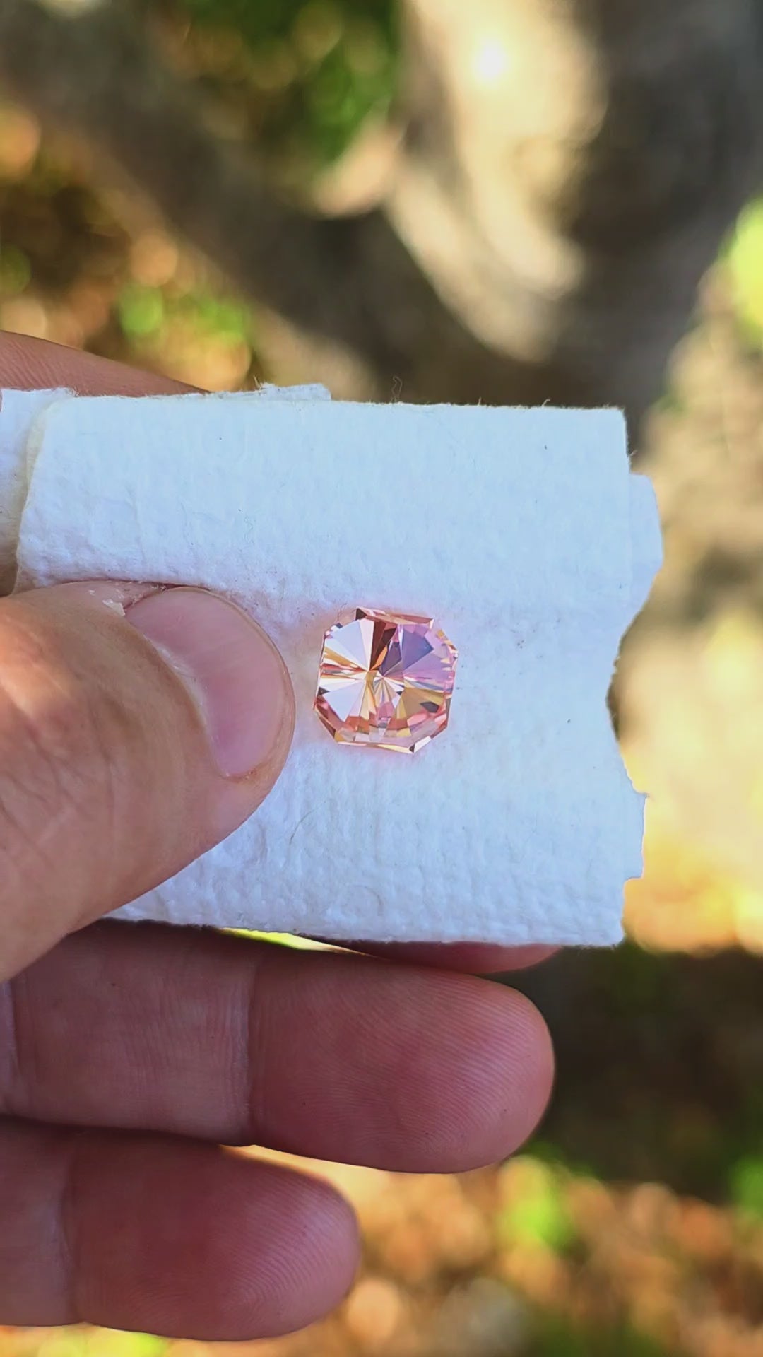 Peachy 🍑 "Morganite" Colored Lab Sapphire, Tessellation Cut, 6.50 Carats