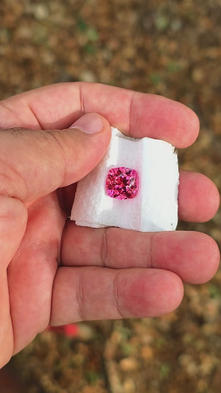 Fire Padparadscha Lab Sapphire, House Of Sylas Cushion Cut, 9.85 Carats