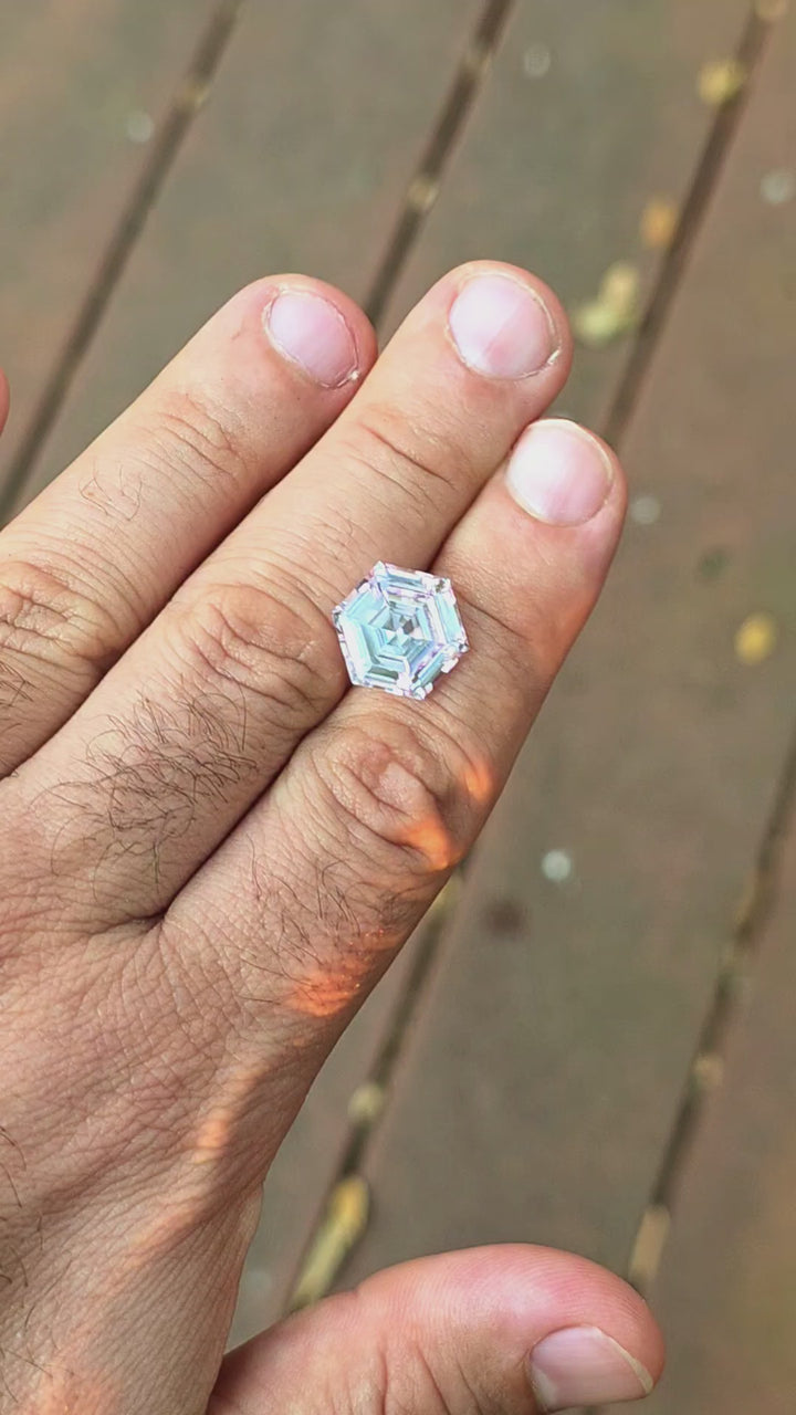 Blush Pink Lab Sapphire, Hexagon Step Cut, 10.35 Carats