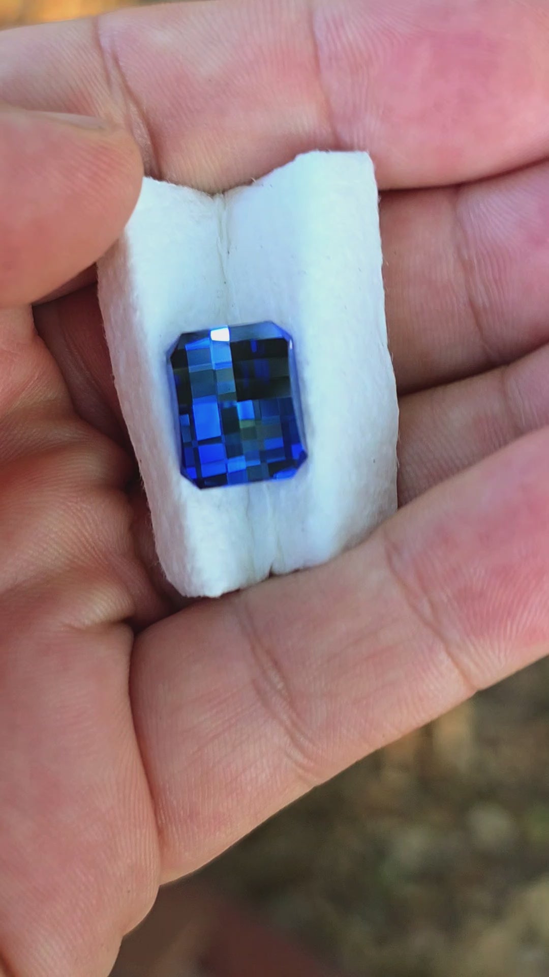 Blue Czochralski Lab Sapphire, Pixel Rectangle Cut, 11.37 Carats