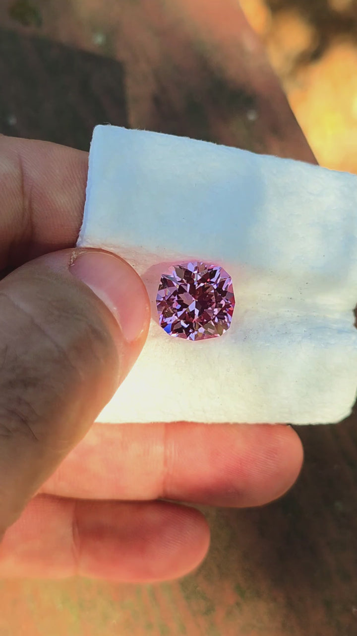 Pinkish Peach Padparadscha Lab Sapphire, House Of Sylas Cushion Cut, 10.00 Carats
