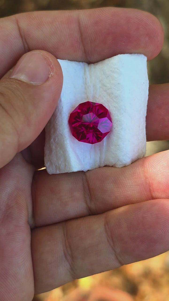 Fire Neon Pink Lab Sapphire, Gnome's Geode Cut, 10.46 Carats