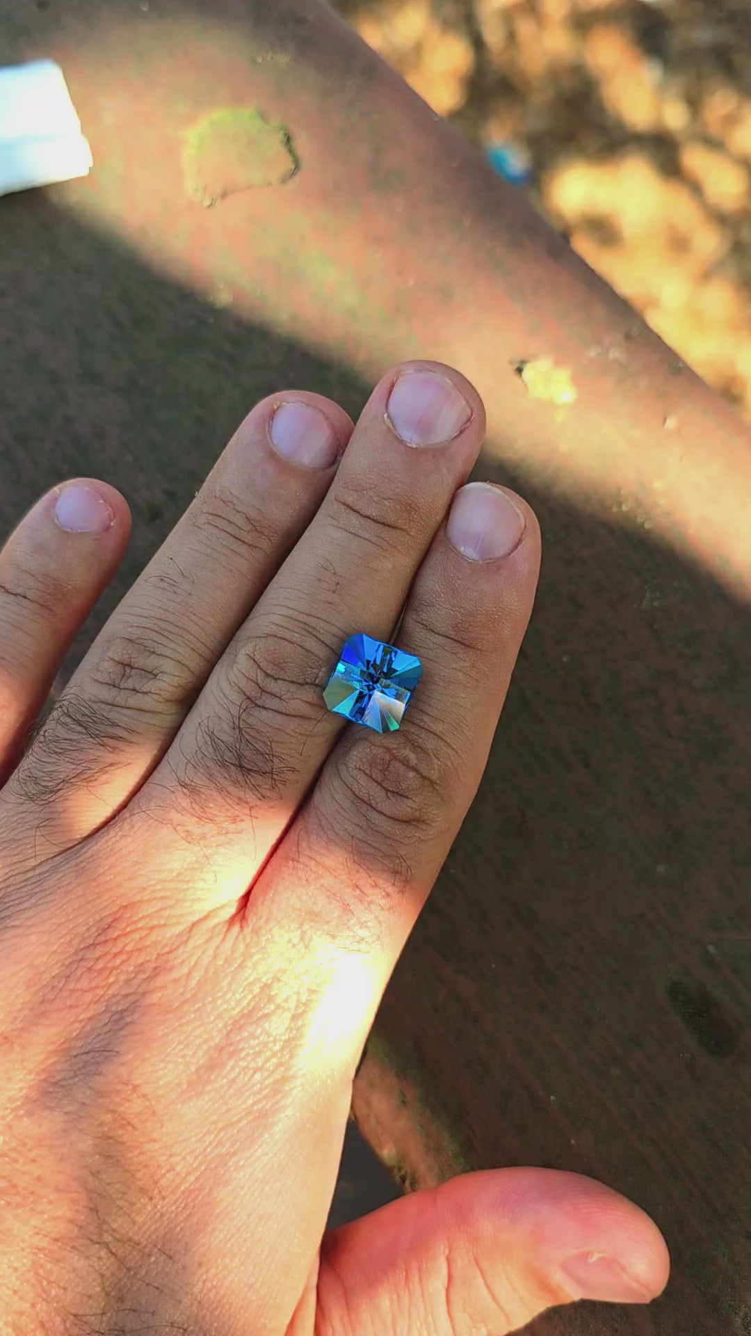 Blue Cobalt YAG, Cross Square Cut, 12.84 Carats