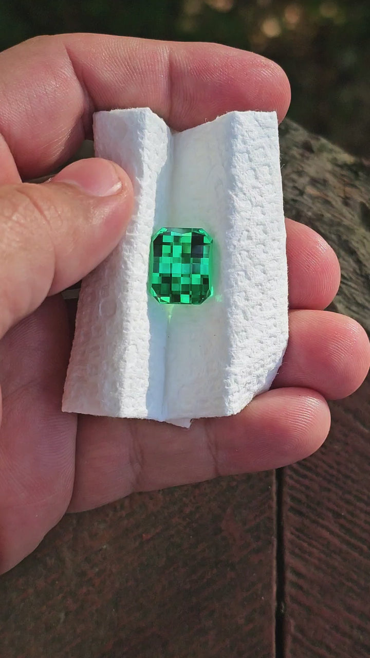 Vivid Green Vanadium YAG, Pixel Rectangle Cut, 13.63 Carats