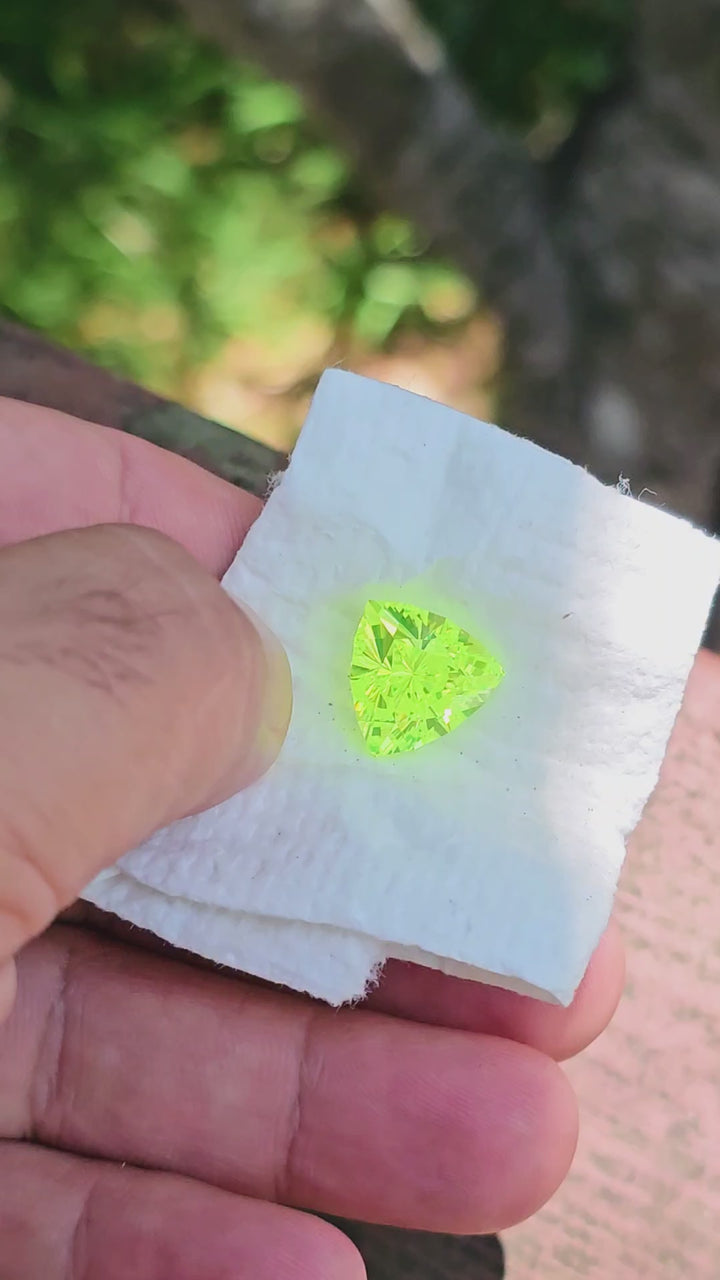 Green LuAG, Trillian Internal Reflections Cut, 16.21 Carats