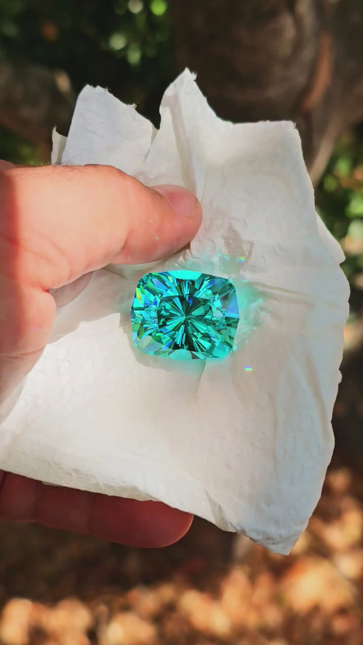 Teal "Paraiba" YAG, House Of Sylas Long Cushion Cut, 84.5 Carats