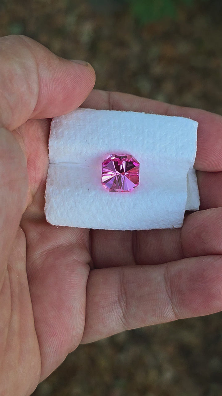 Light Pink-Orange Padparadscha Lab Sapphire, Tessellation Cut, 8.53 Carats