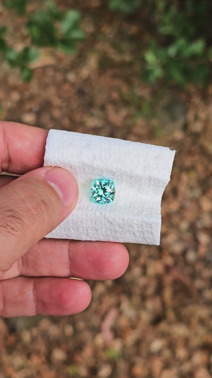 Bright Cobalt Teal Lab Sapphire, House Of Sylas Cushion Cut, 4.79 Carats
