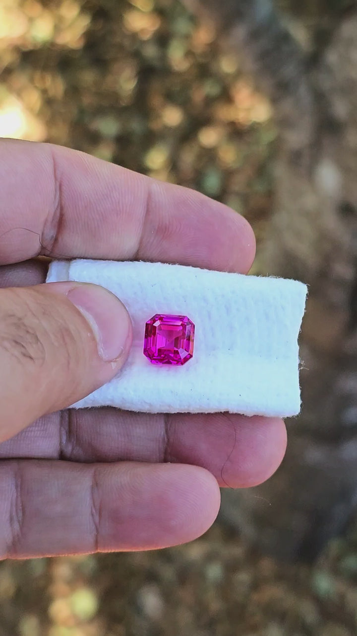 Neon Purple Lab Sapphire, Asscher Cut, 6.66 Carats