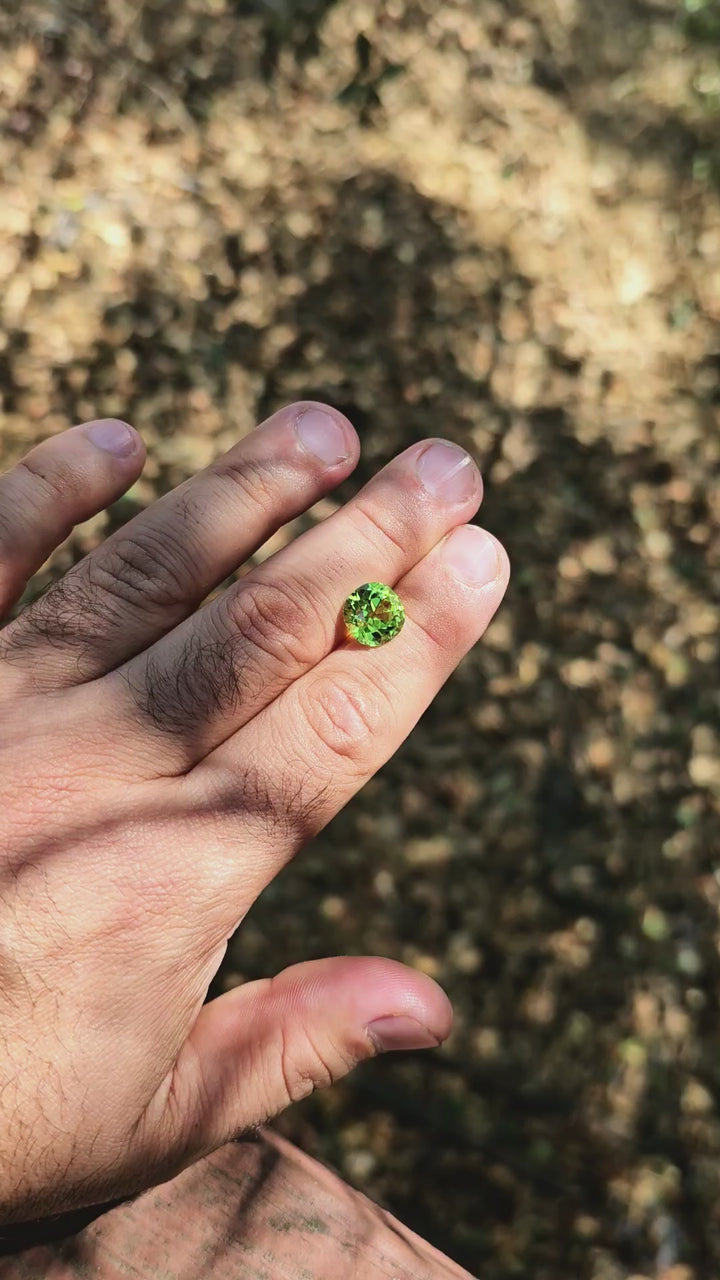 Peridot Green Colored Lab Sapphire, Antique Cushion Cut, 6.7 Carats