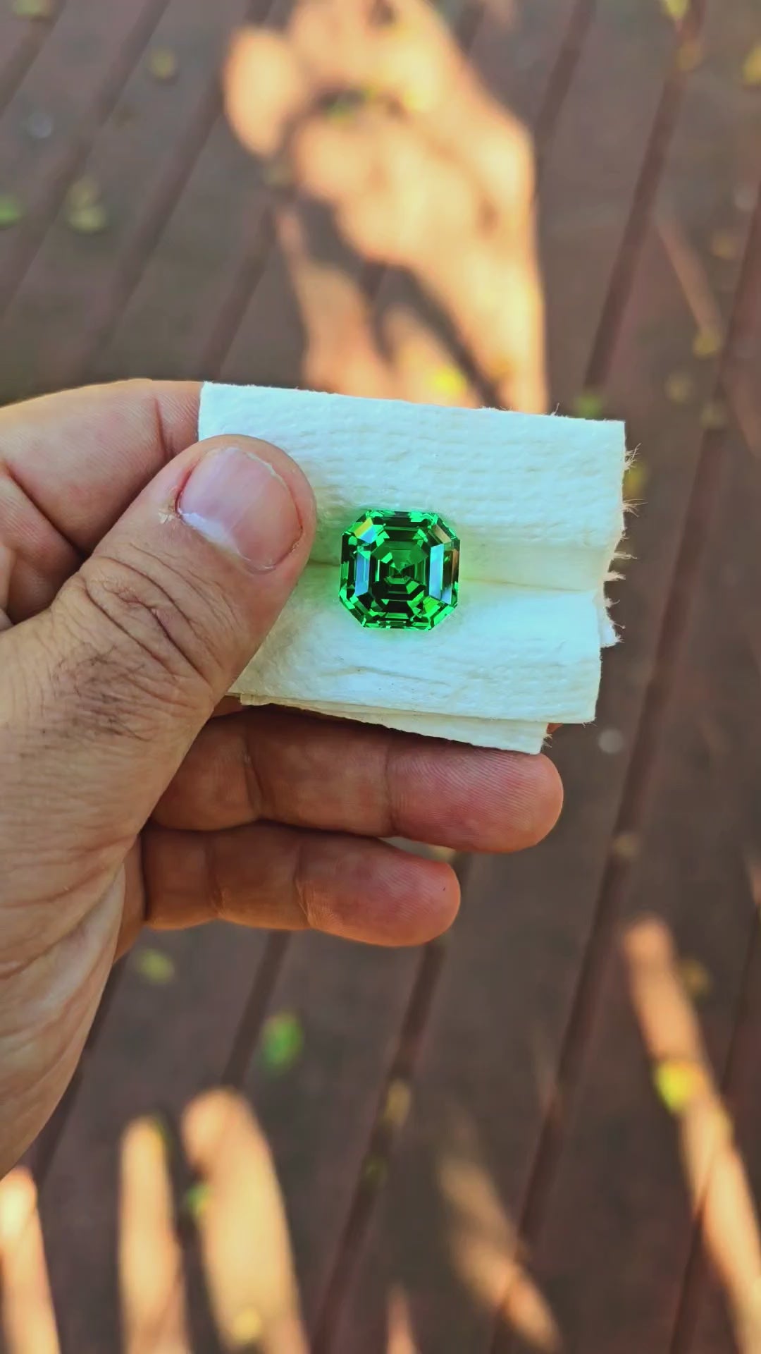 Vivid Green Vanadium YAG, Asscher Cut, 25 Carats