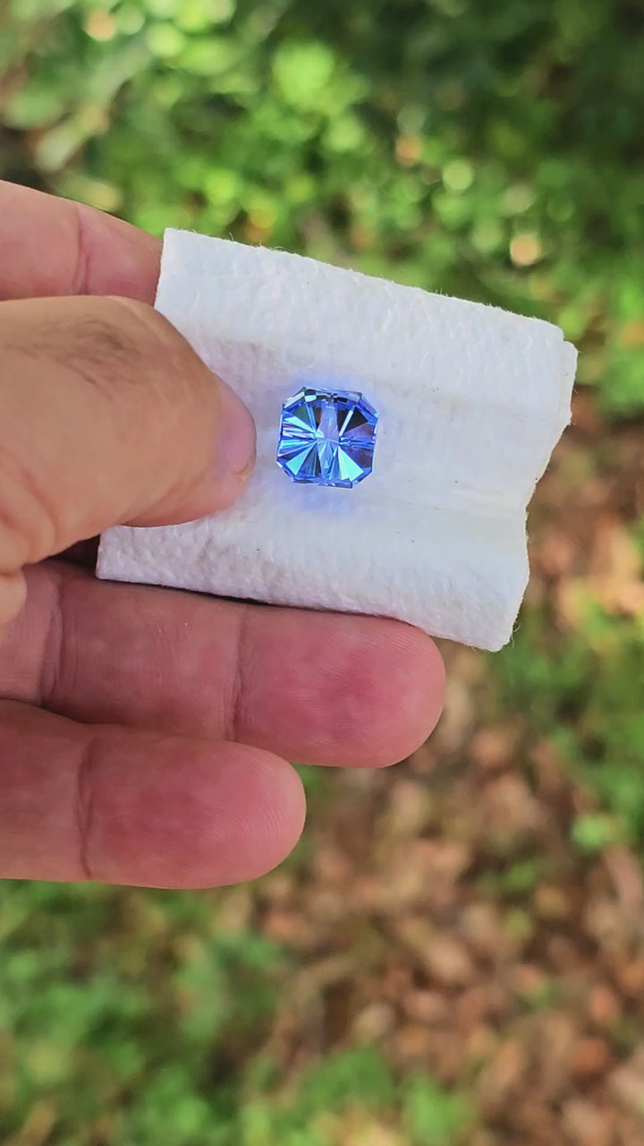 Cornflower Blue Lab Spinel, Tessellation Cut, 7.41 Carats