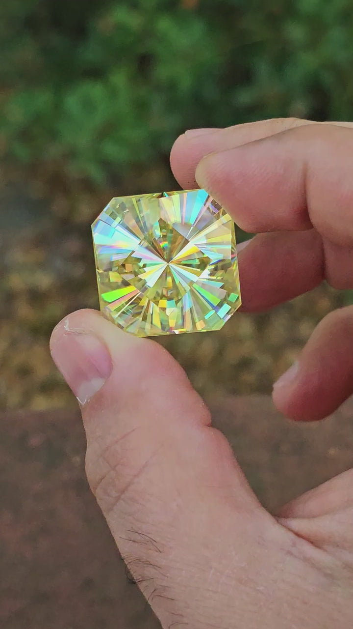 White Rutile 🌈🍭🦄, Fireworks Square Cut, 86.07 Carats