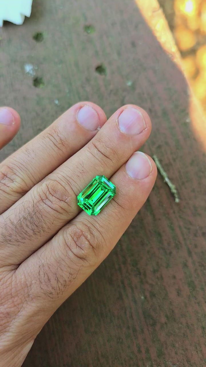 Vivid Green Vanadium YAG, Emerald Cut, 12.40 Carats