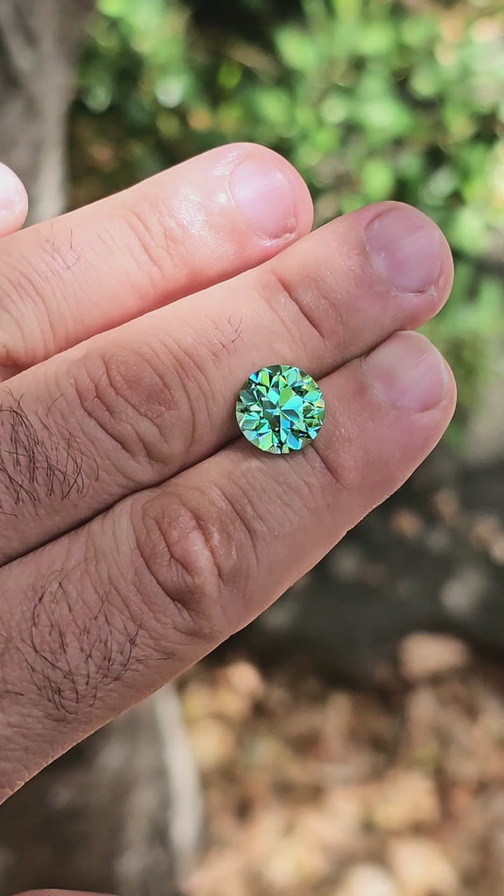 Pastel Mint Laser Garnet, Traditional Round Brilliant Cut, 8.52 Carats