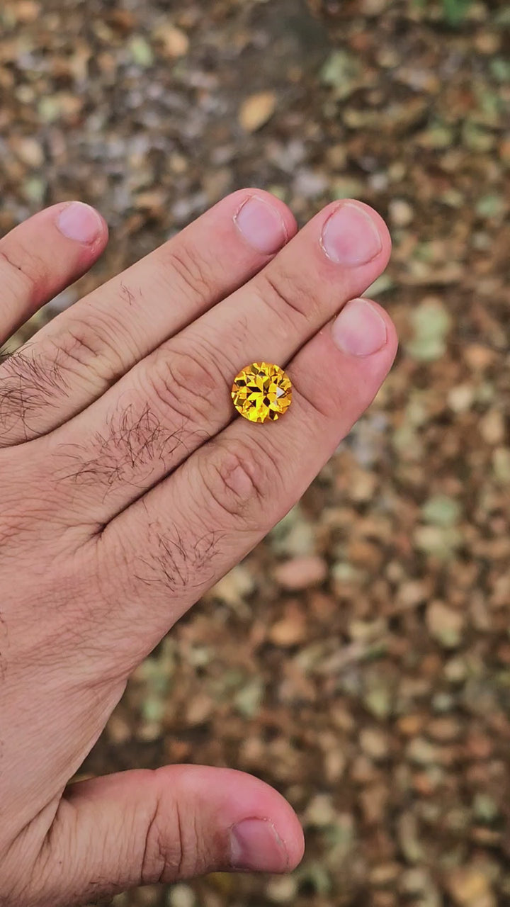 Golden Yellow Lab Sapphire, Traditional Round Brilliant Cut, 7.94 Carats