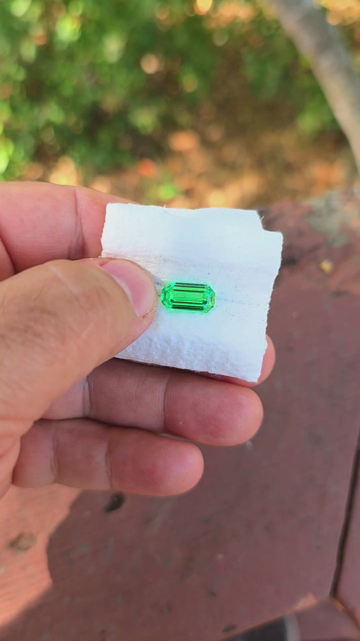 Vivid Green Vanadium YAG, Stretched Octagon Cut, 3.60 Carats