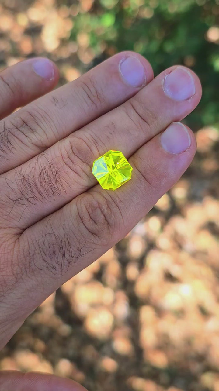 "Ultra" Glow In The Dark Lab Garnet, Tessellation Cut, 17.68 Carats