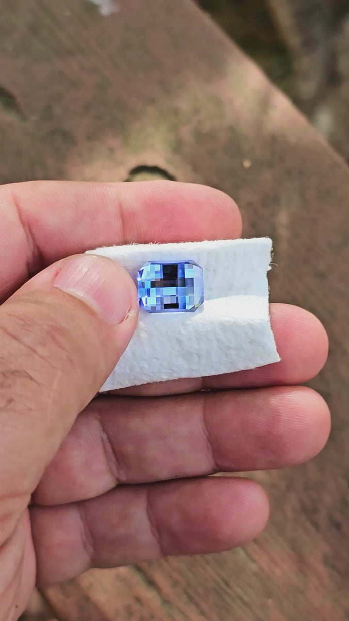 Blue Lab Sapphire, Pixel Rectangle Cut, 8.00 Carats