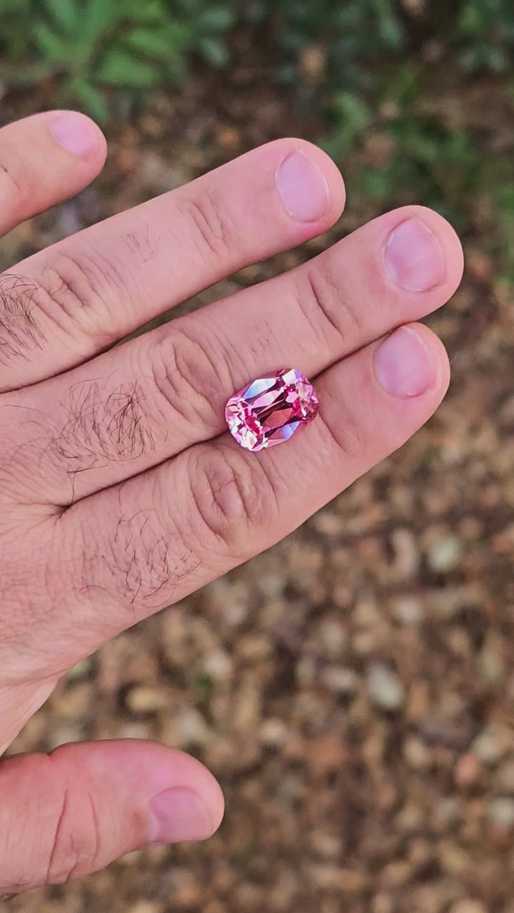 Light Pink Padparadscha Lab Sapphire, Antique Long Cushion Cut, 11.40 Carats