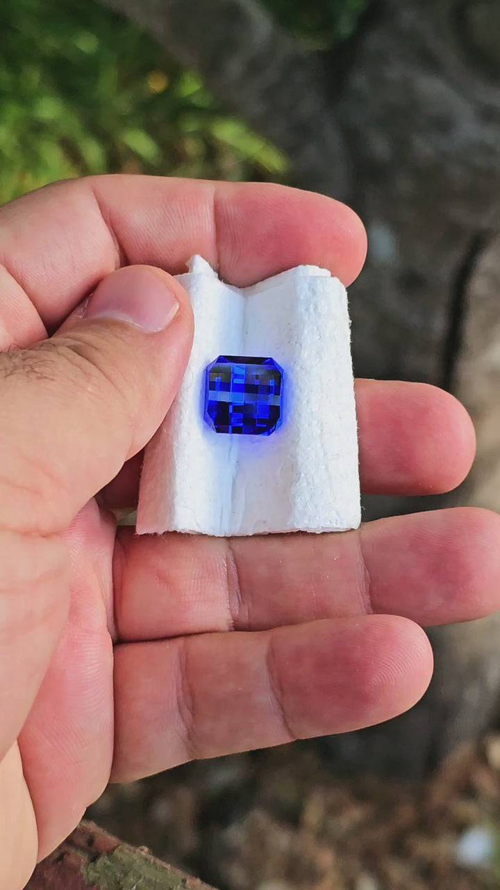 Djeva Fire Blue Lab Spinel, Pixel Square Cut, 10.52 Carats