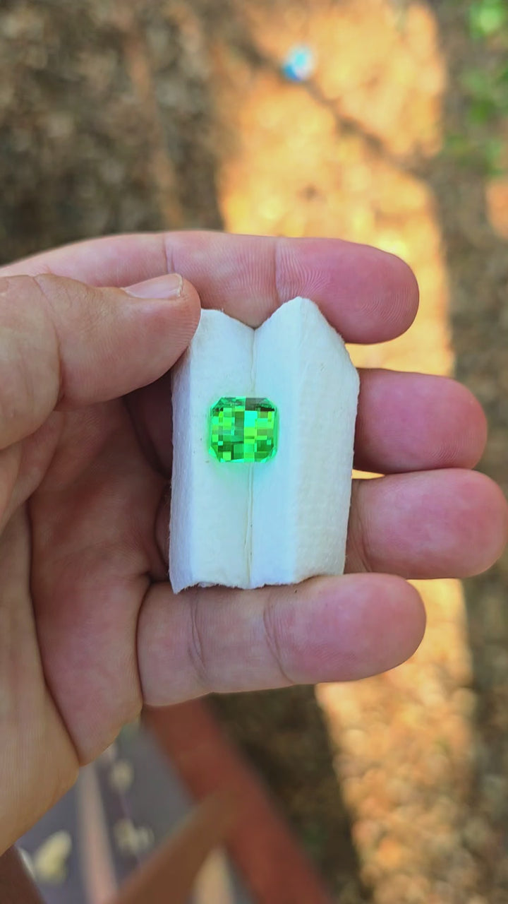 Vivid Green Vanadium YAG, Pixel Square Cut, 8.91 Carats