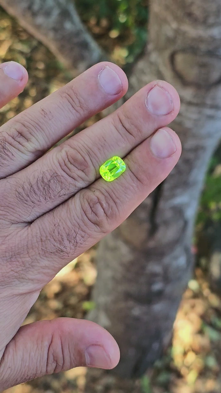 LuAG "ULTRA GREEN", Antique Long Cushion Cut, 6.41 Carats