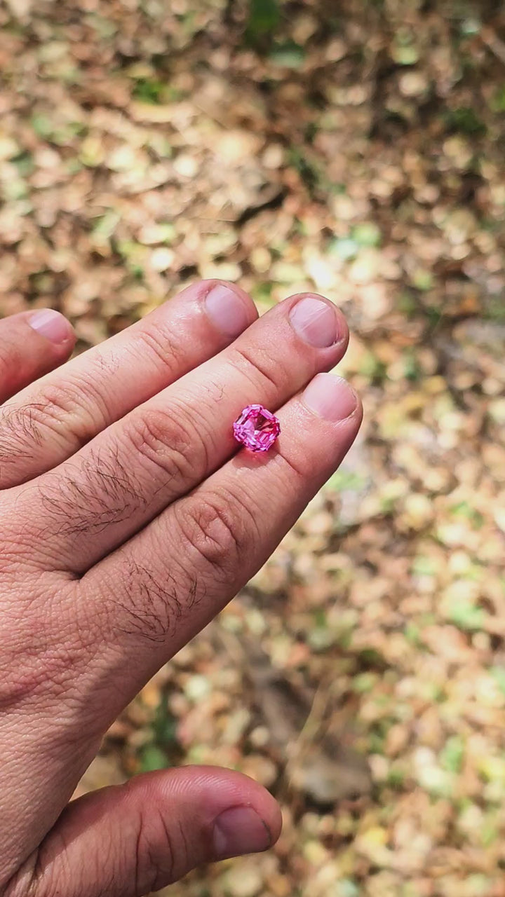 Fire Padparadscha Lab Sapphire, Asscher Cut, 4.78 Carats