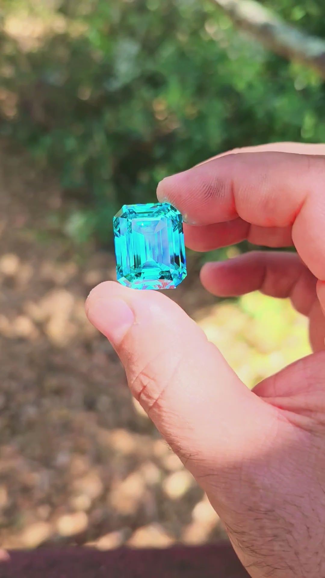 Teal "Paraiba" YAG, Emerald Cut, 75.6 Carats