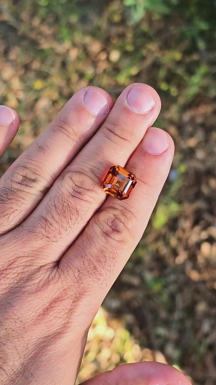 Whisky Orange Lab Sapphire, Asscher Cut, 13.37 Carats