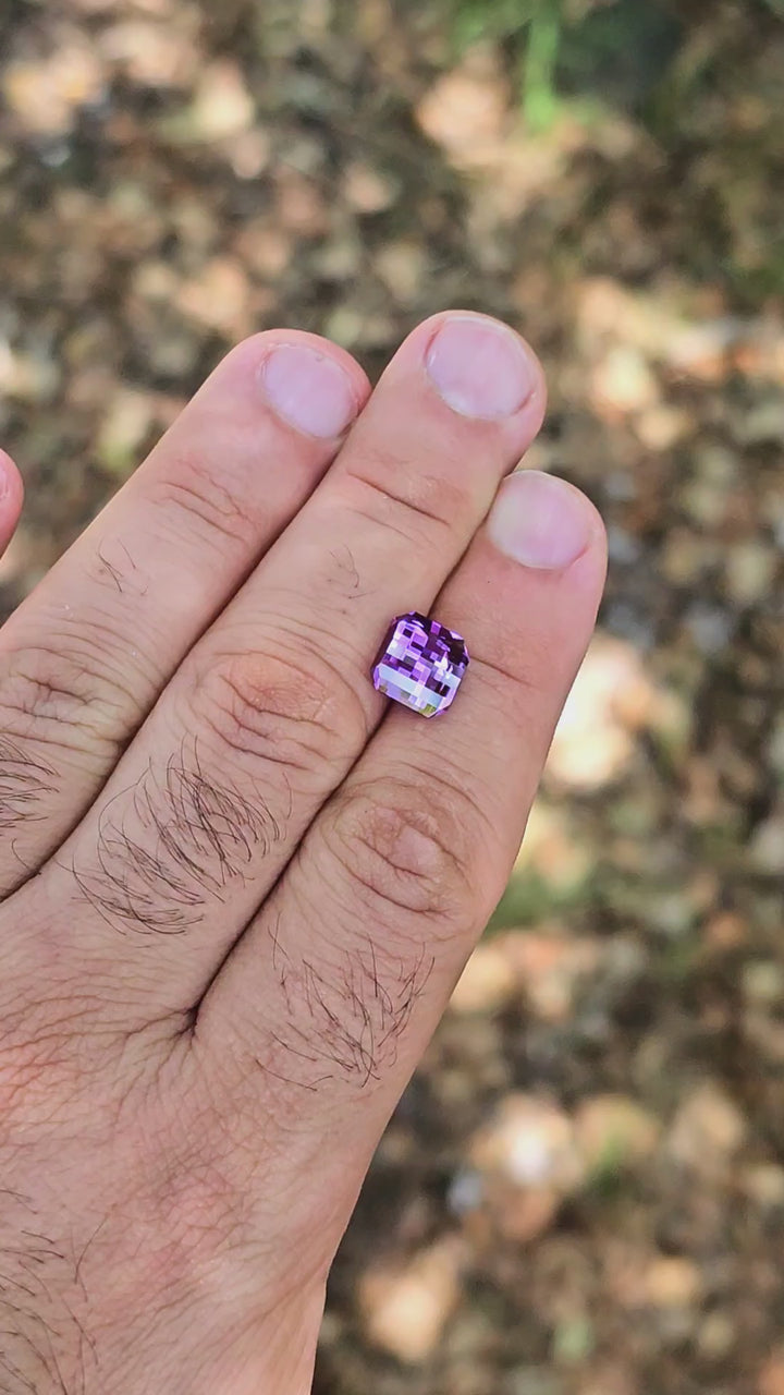 Purple Czochralski Lab Sapphire, Pixel Square Cut, 5.10 Carats