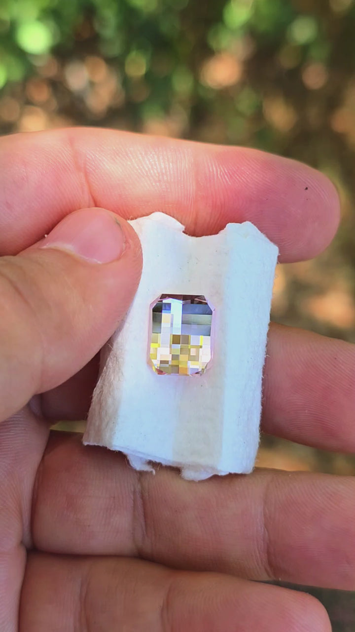 Lilac Purple Czochralski Lab Sapphire, Pixel Rectangle Cut, 7.80 Carats