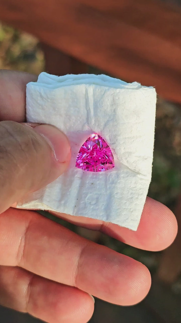 Light Pink Lab Sapphire, Trillian Internal Reflections Cut, 8.51 Carats