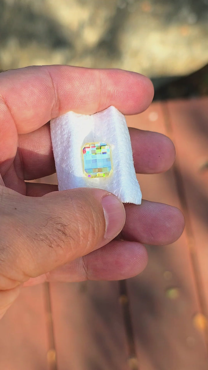 White Rutile 🌈🍭🦄, Pixel Rectangle Cut, 10.60 Carats