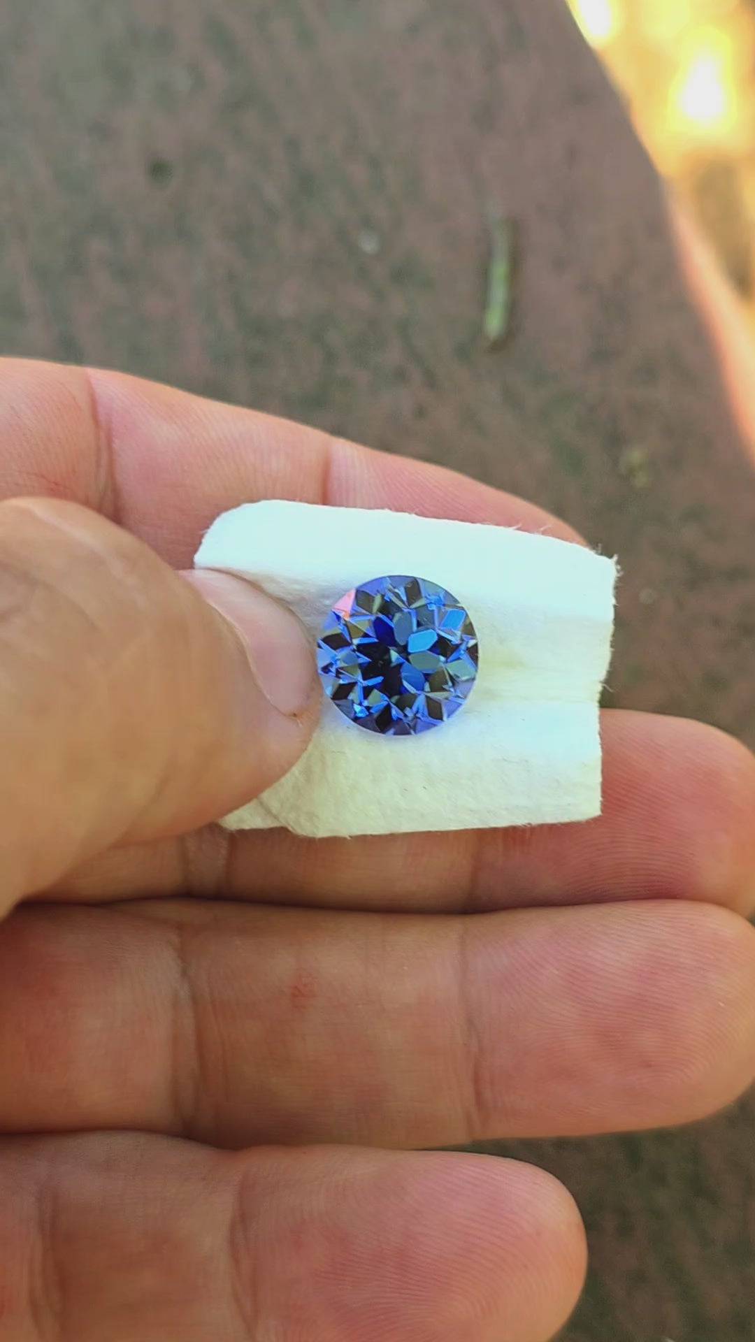 Blue Czochralski Lab Sapphire, Traditional Round Brilliant Cut, 8.79 Carats