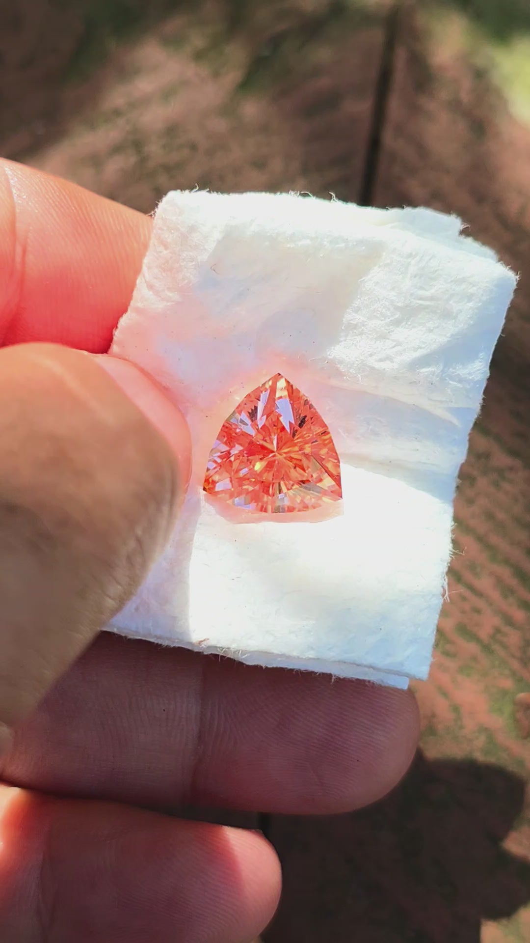 Peachy 🍑 "Morganite" Colored Lab Sapphire, Trillian Internal Reflections Cut, 9.68 Carats
