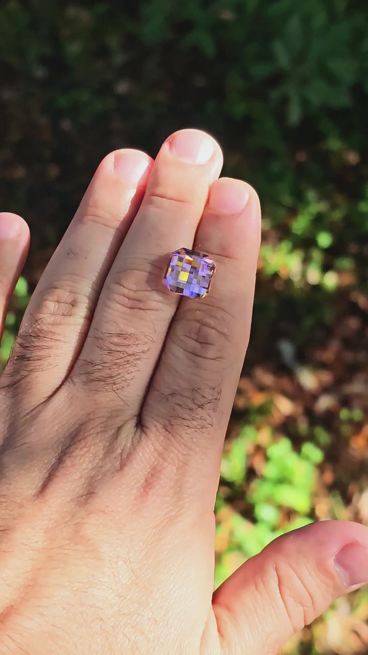 Padparadscha Erbium YAG, Pixel Square Cut, 13.76 Carats