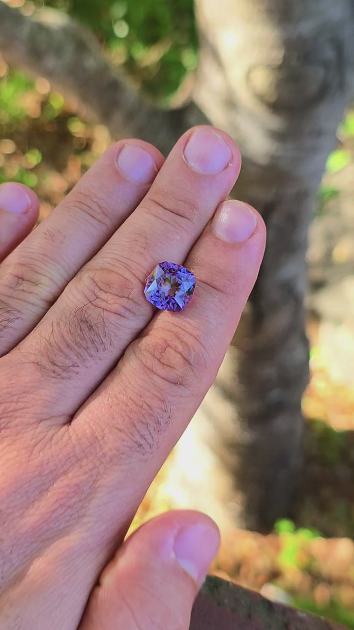 Djeva Color Change Lab Sapphire, House Of Sylas Cushion Cut, 8.92 Carats