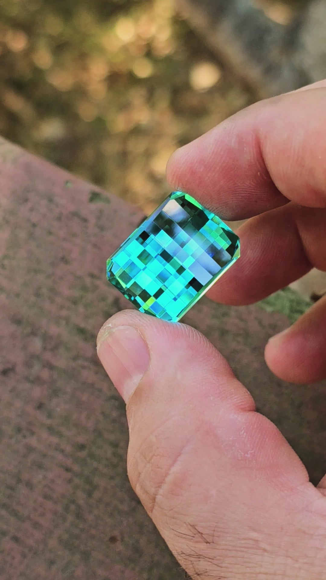 Teal "Paraiba" YAG, Pixel Rectangle Cut, 52.34 Carats