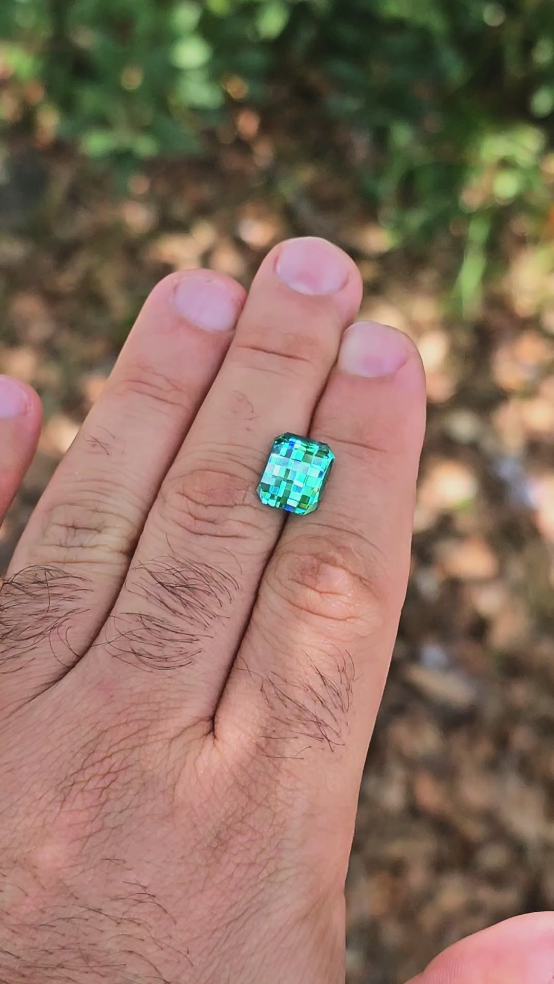 Repurposed Teal "Paraiba" YAG, Pixel Rectangle Cut, 9.30 Carats