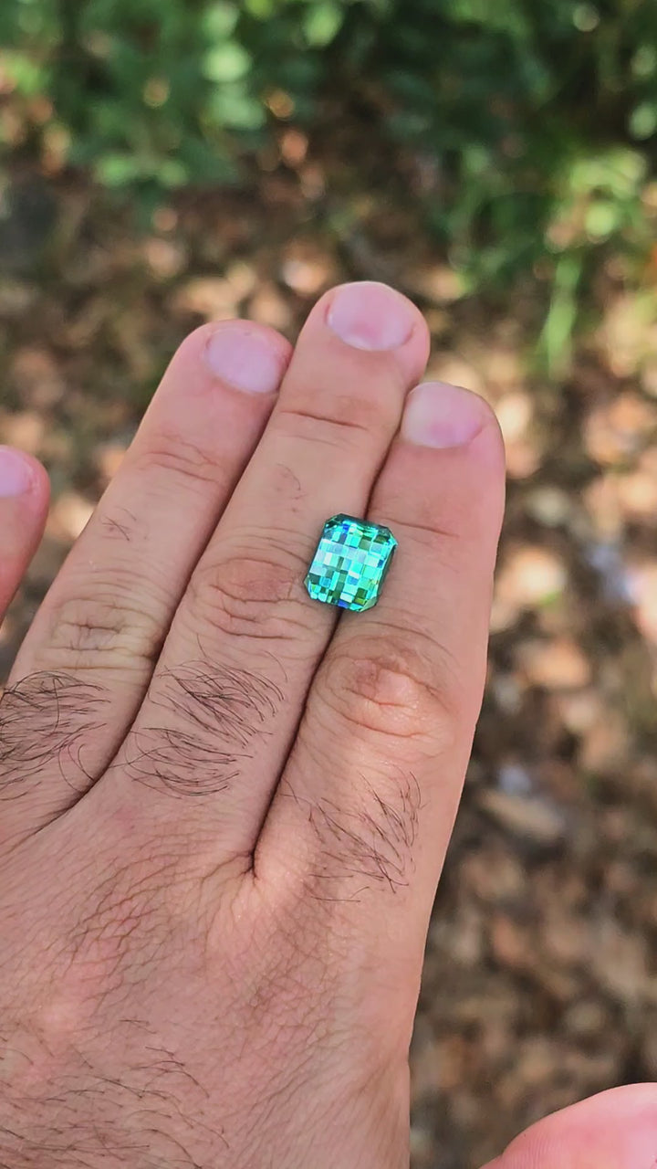 Repurposed Teal "Paraiba" YAG, Pixel Rectangle Cut, 9.30 Carats