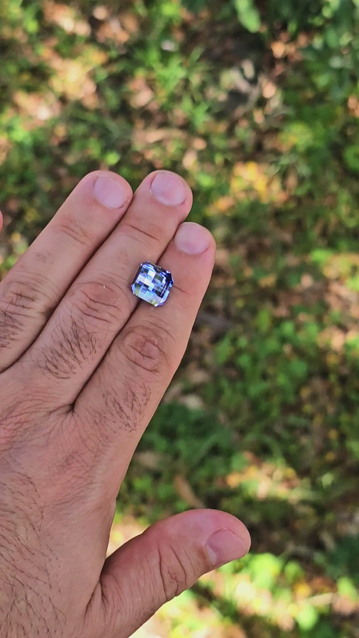 Blue Czochralski Lab Sapphire, Pixel Square Cut, 9.70 Carats