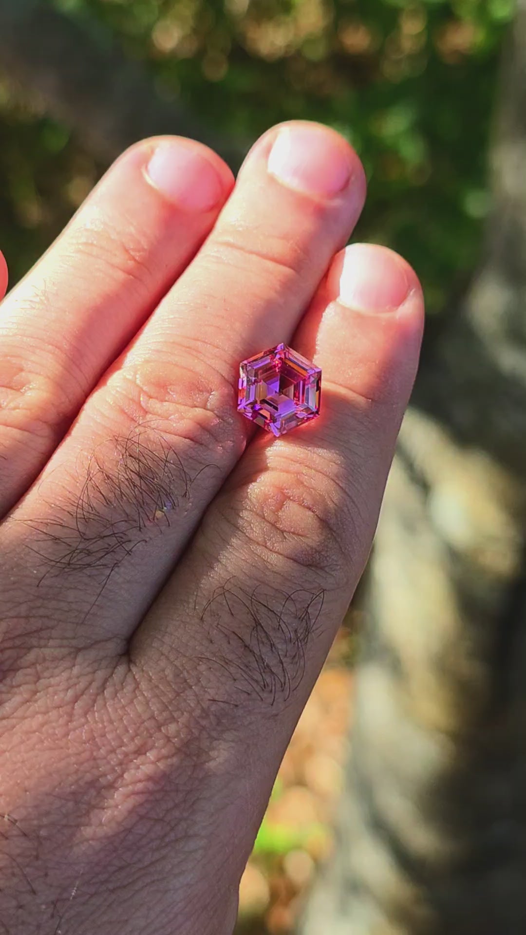Czochralski Titanium Pink Sapphire, Hexagon Step Cut, 6.64 Carats