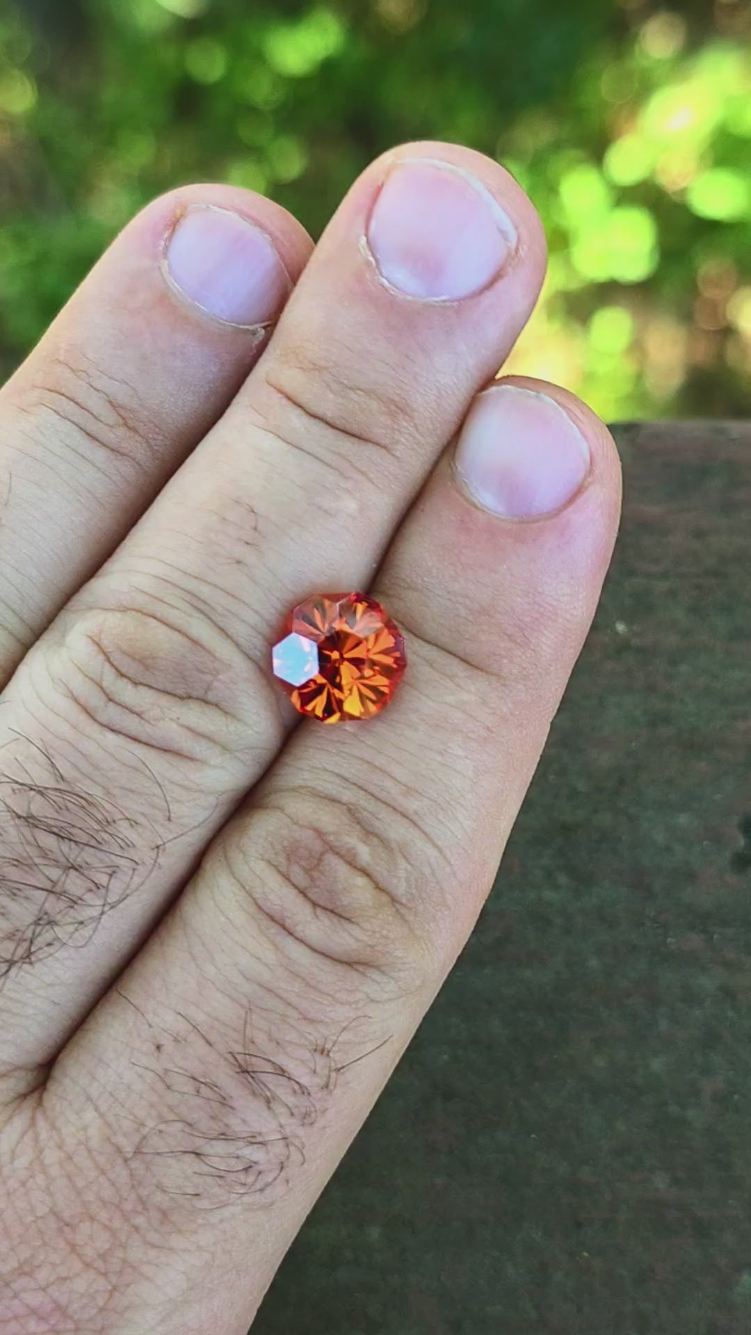 Fire Orange Lab Sapphire, Gnome's Geode Cut, 5.61 Carats