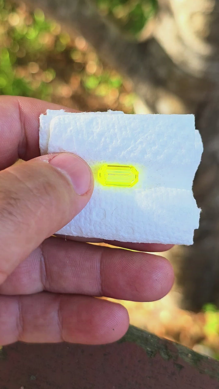 "Ultra" Glow In The Dark Lab Garnet, Stretched Octagon Cut, 5.30 Carats