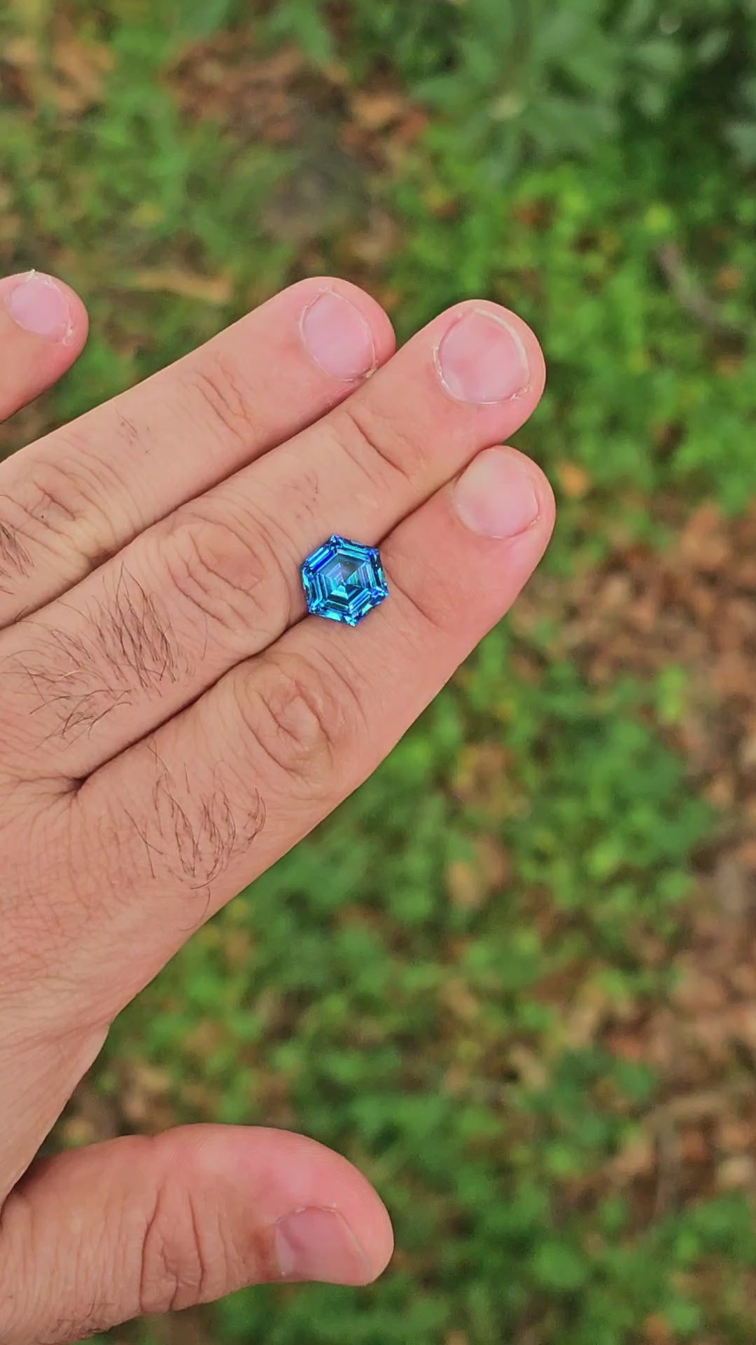 Blue Cobalt YAG, Hexagon Step Cut, 5.83 Carats
