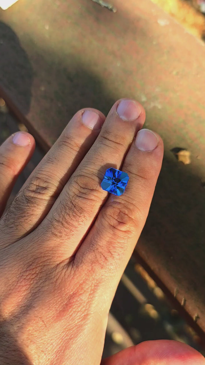 Czochralski Cobalt Spinel, Cross Square Cut, 8.23 Carats