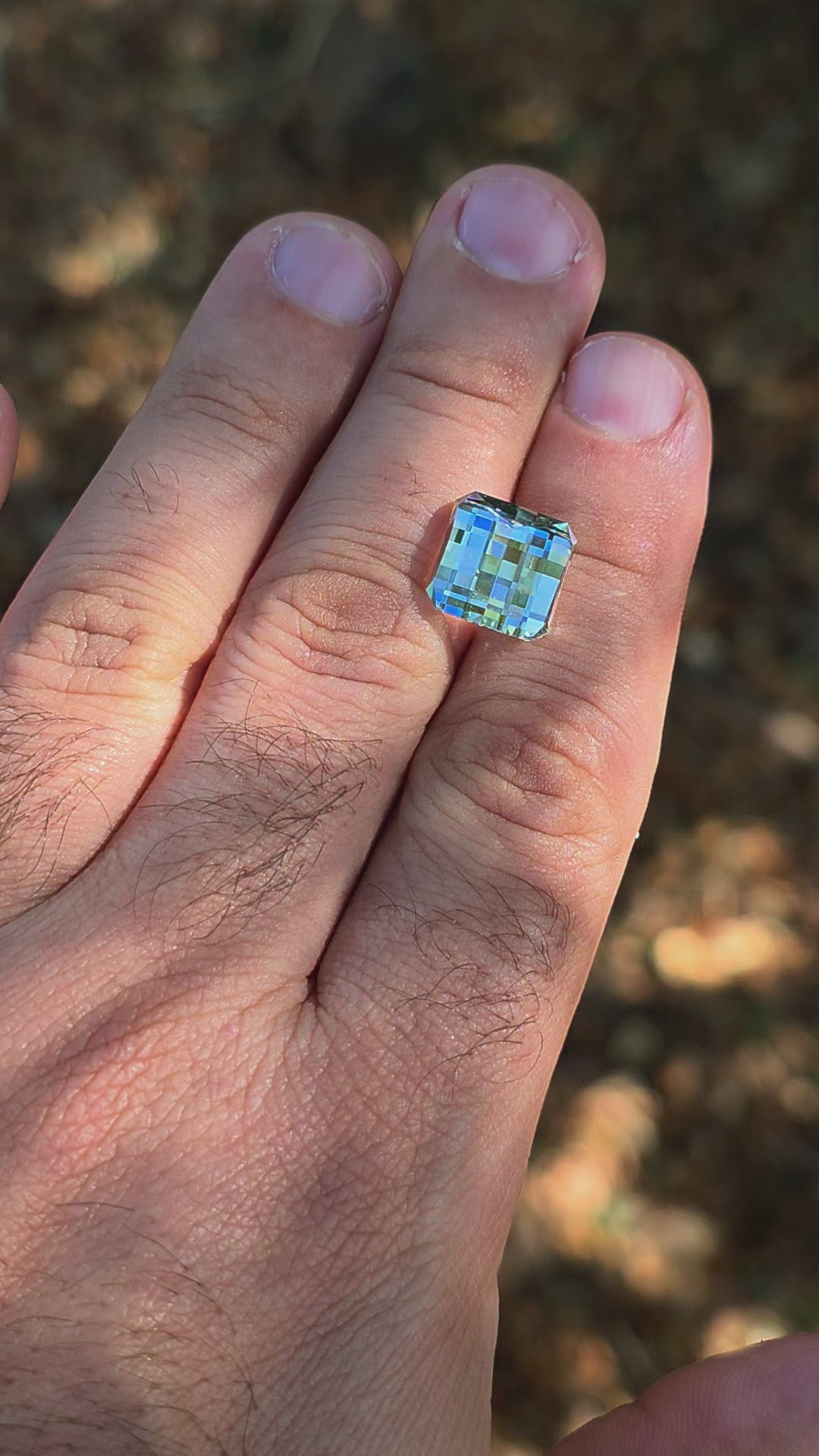 Gray Green Ytterbium YAG, Pixel Square Cut, 11.37 Carats